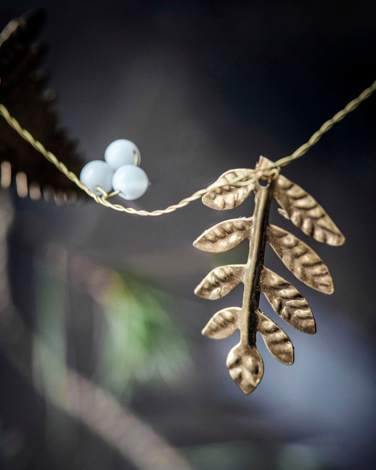 Golden Leaf Garland | White Berries