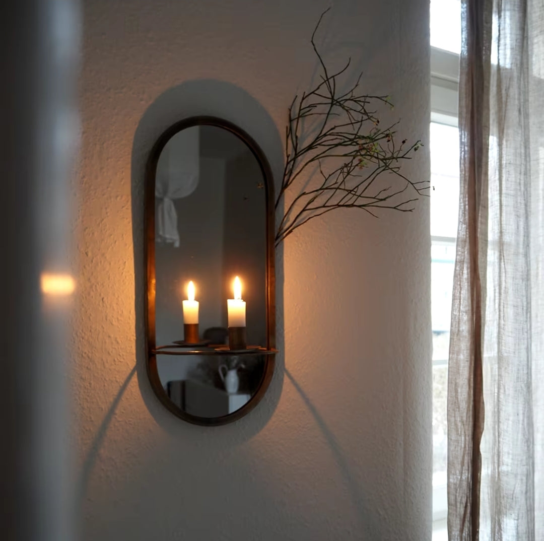 Antique Brass Candle Mirror