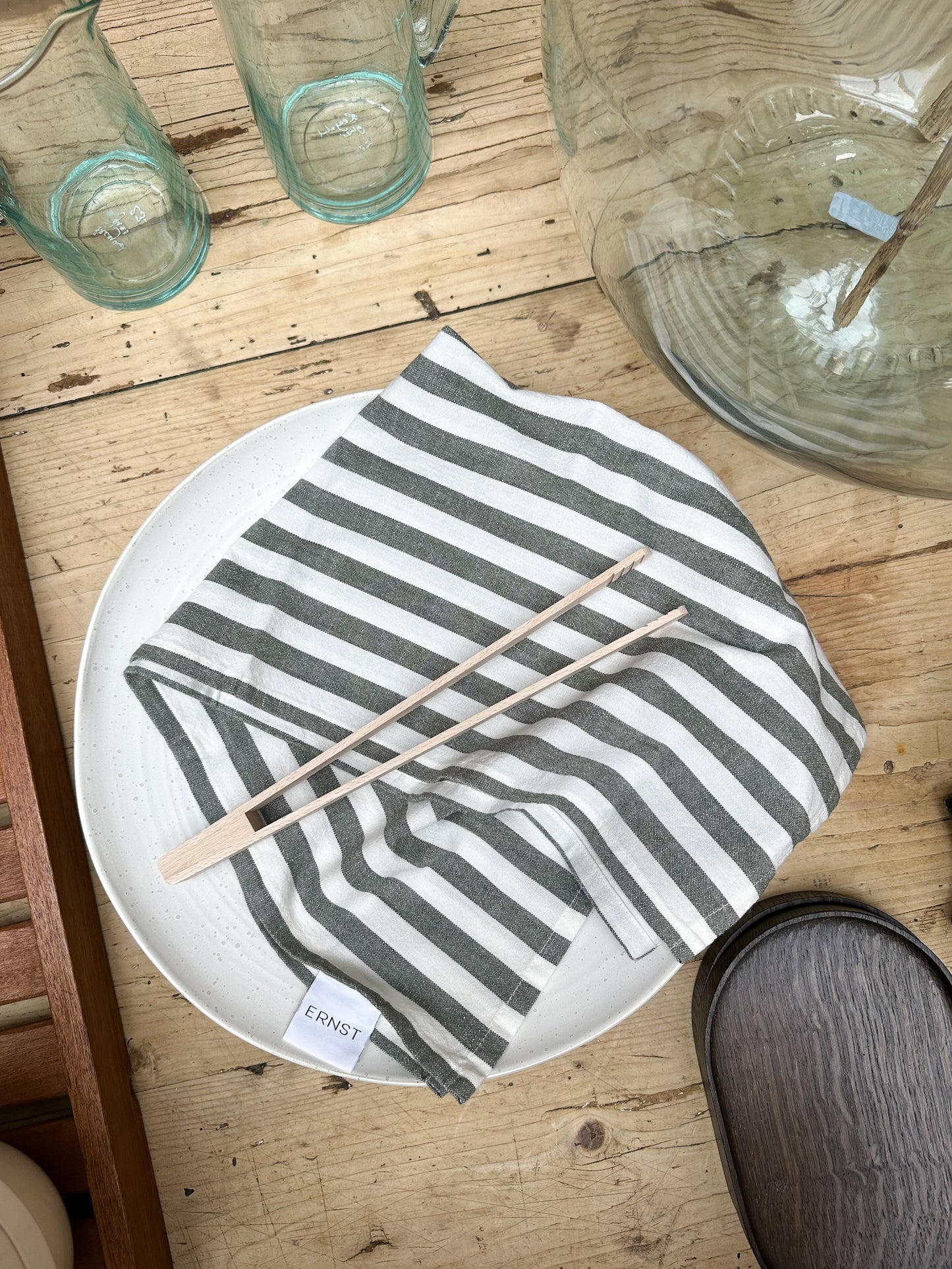 Bred Rand | Tea Towel Green White