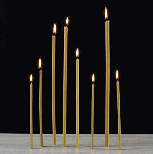 Hus of Wood Beeswax Taper Candle Set of 3