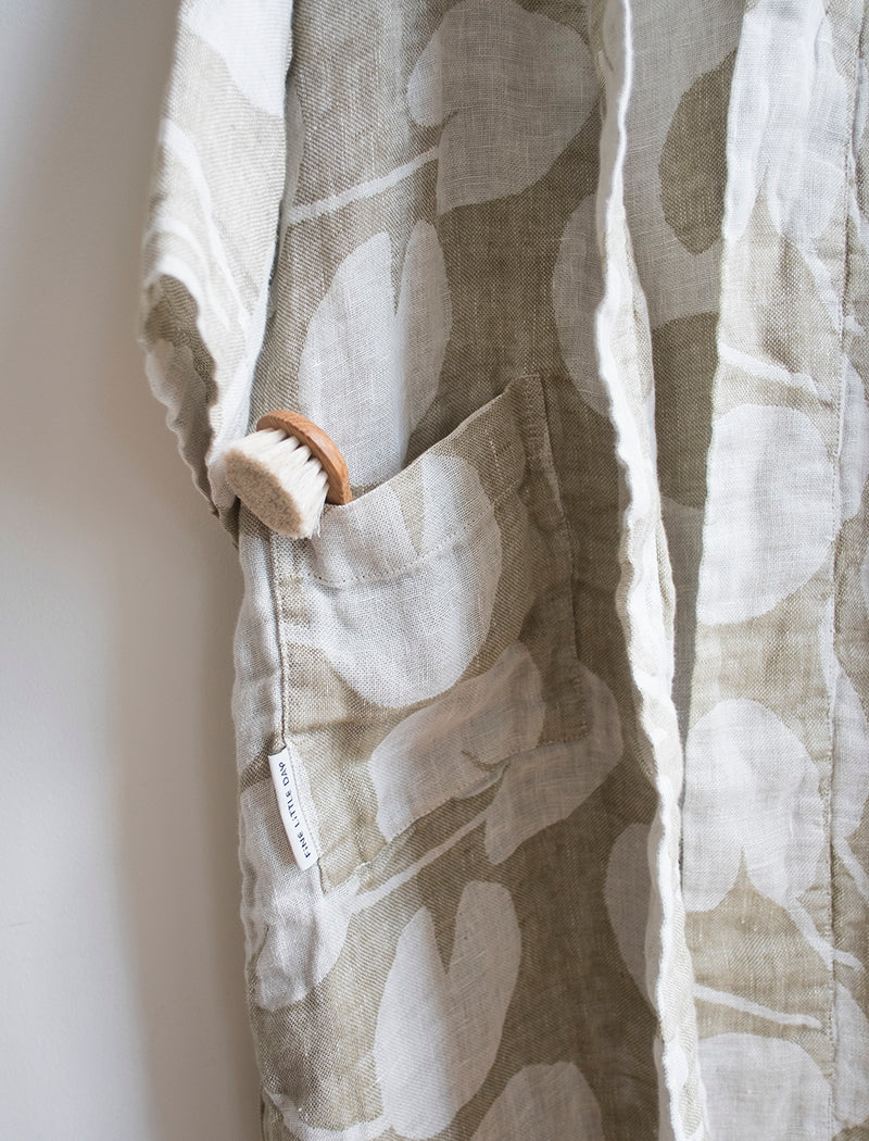 Water Lilies Olive Linen Robe