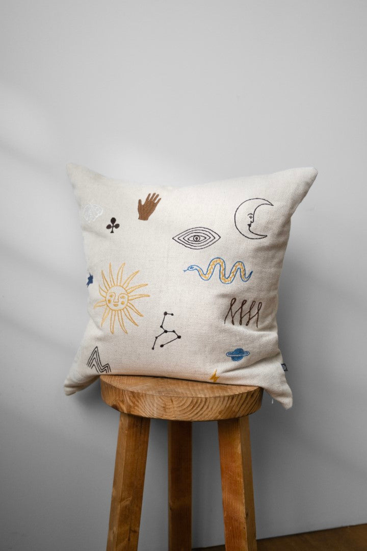 Symbol Embroidered Cushion Cover
