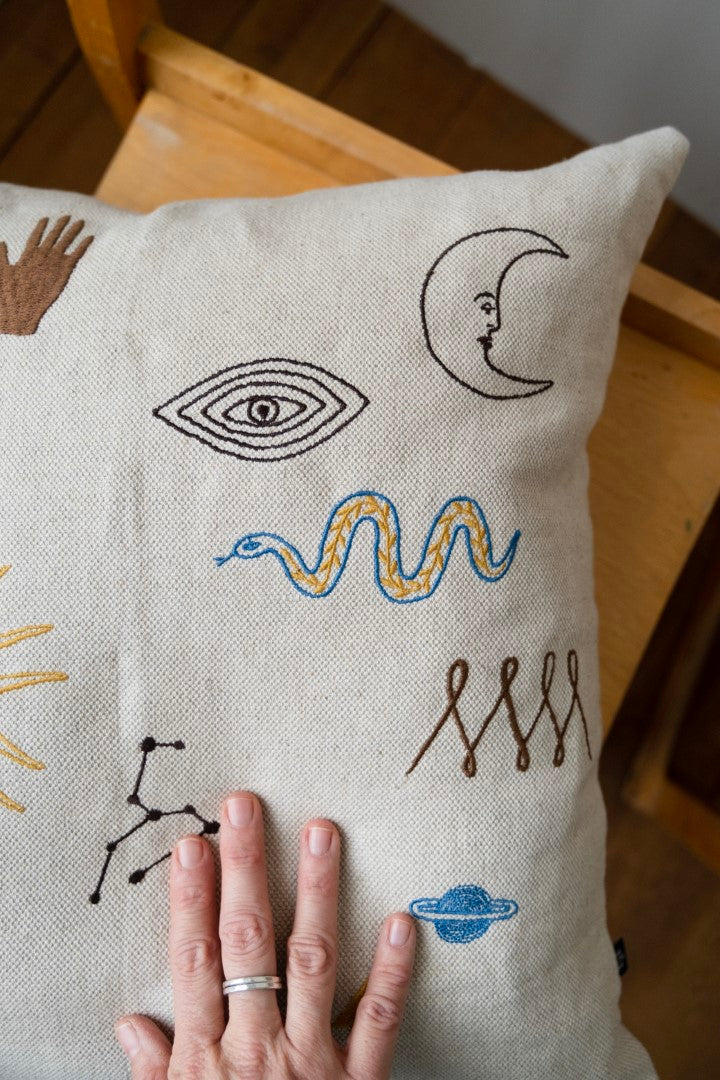Symbol Embroidered Cushion Cover