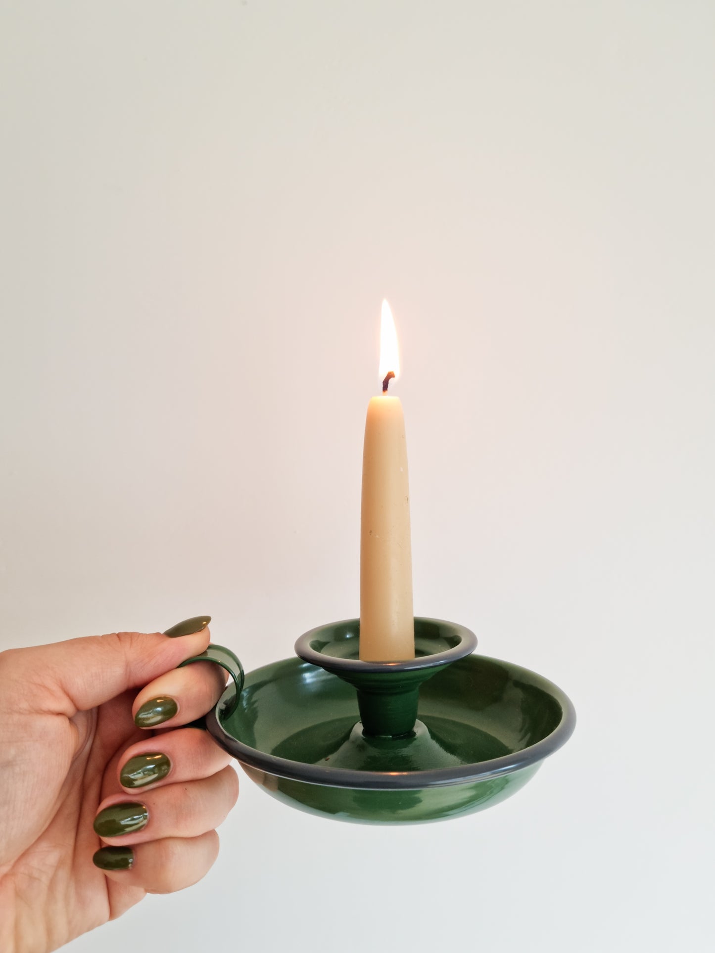 Enamel Candle Holder | Green