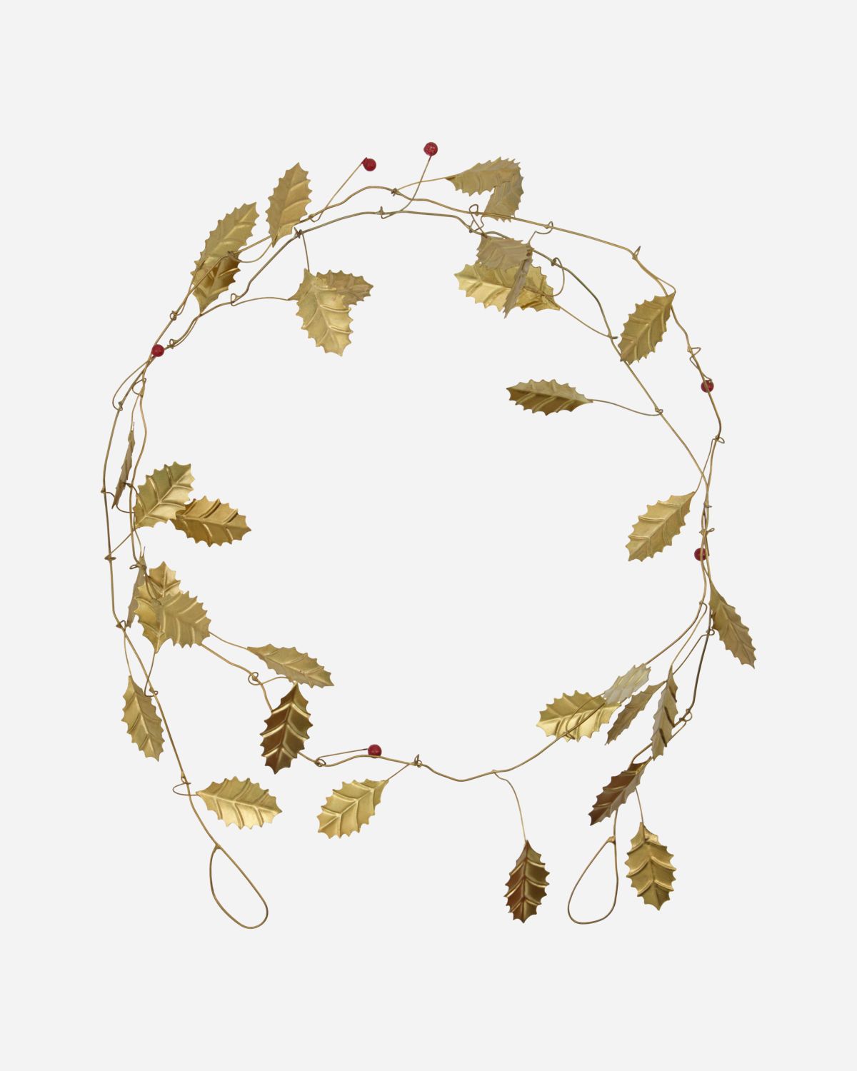 Golden Leaf Garland | Red Berries