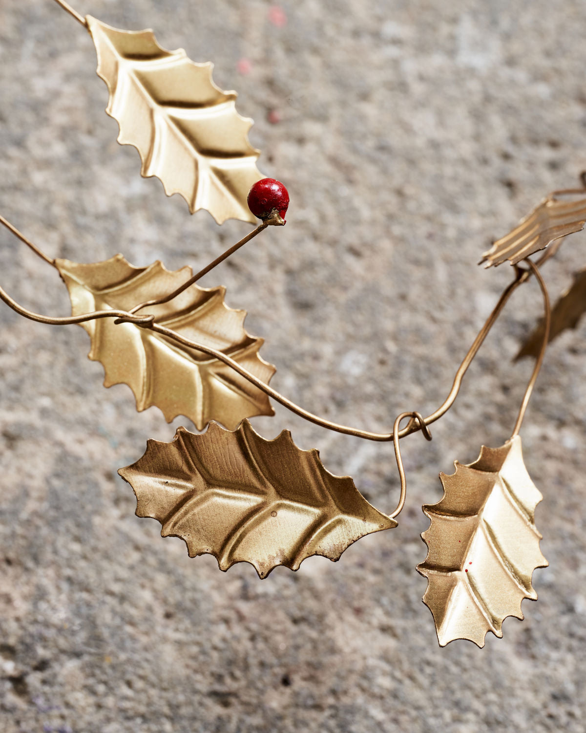 Golden Leaf Garland | Red Berries