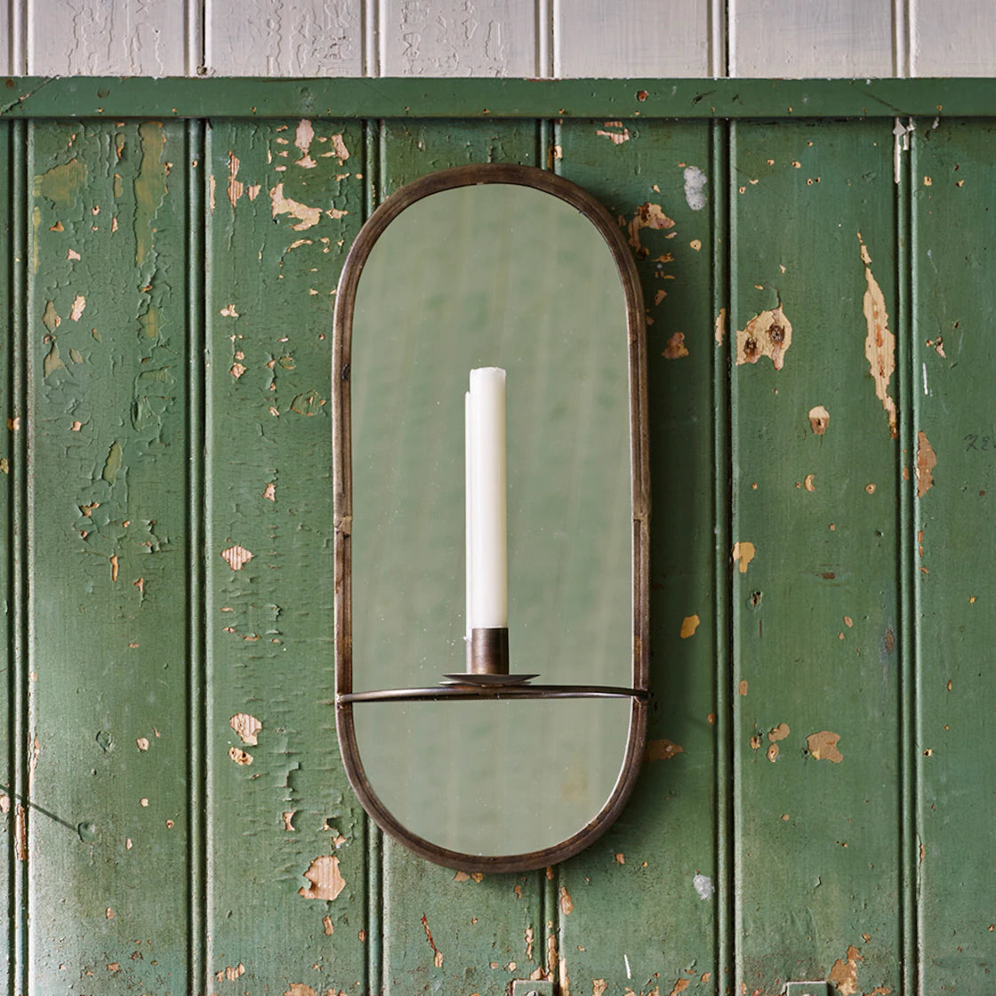 Antique Brass Candle Mirror