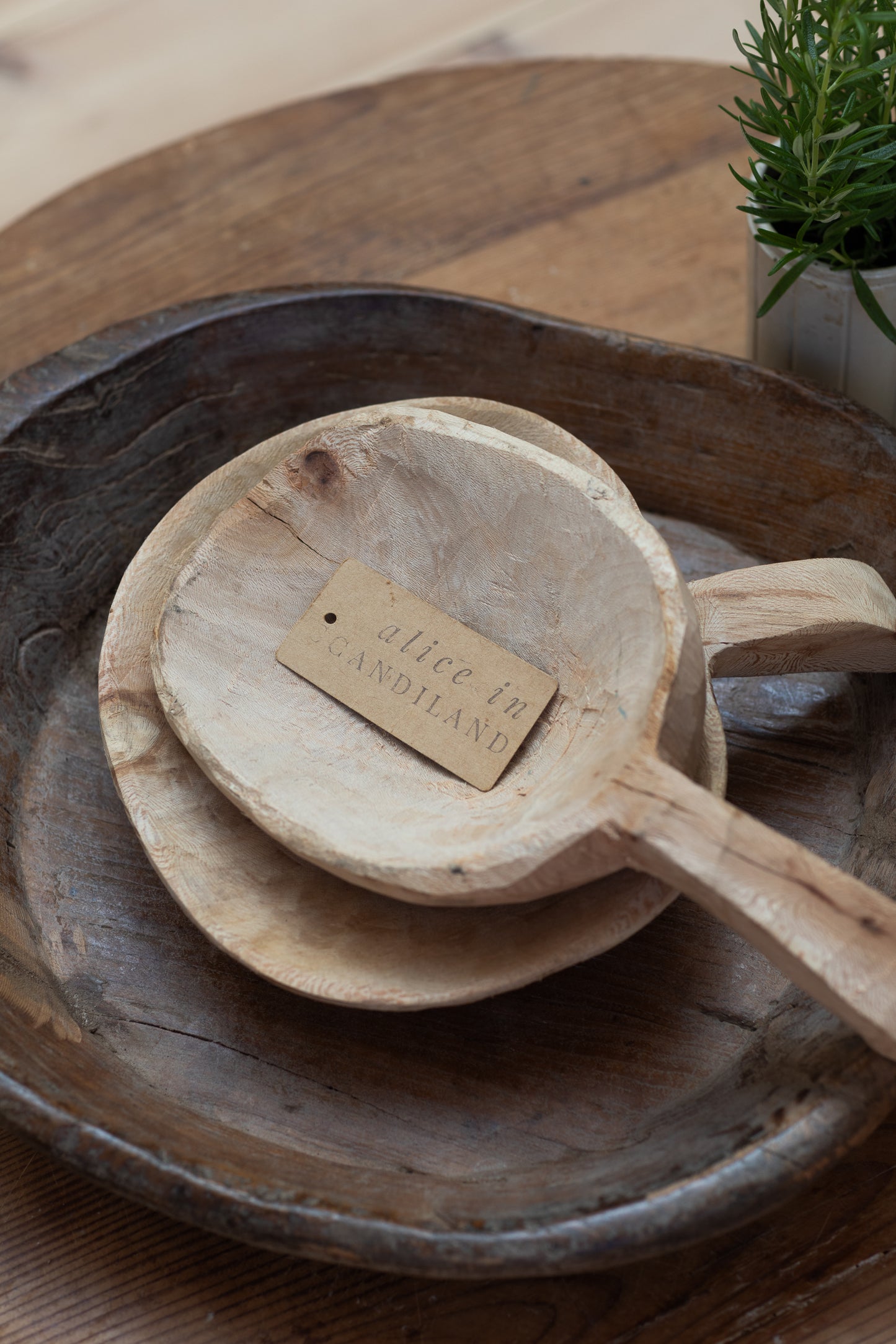 Rustic Carved Wooden Bowl/ Scoop