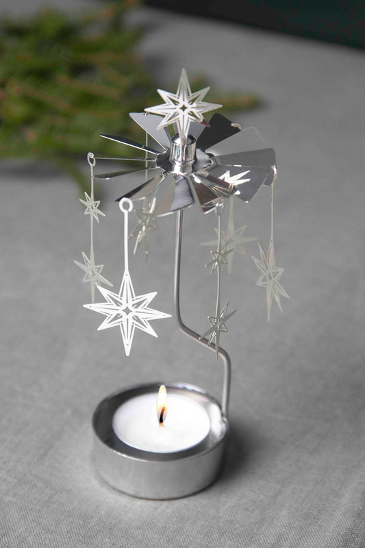 Northern Star Änglaspel Rotary Candle Holder | Silver