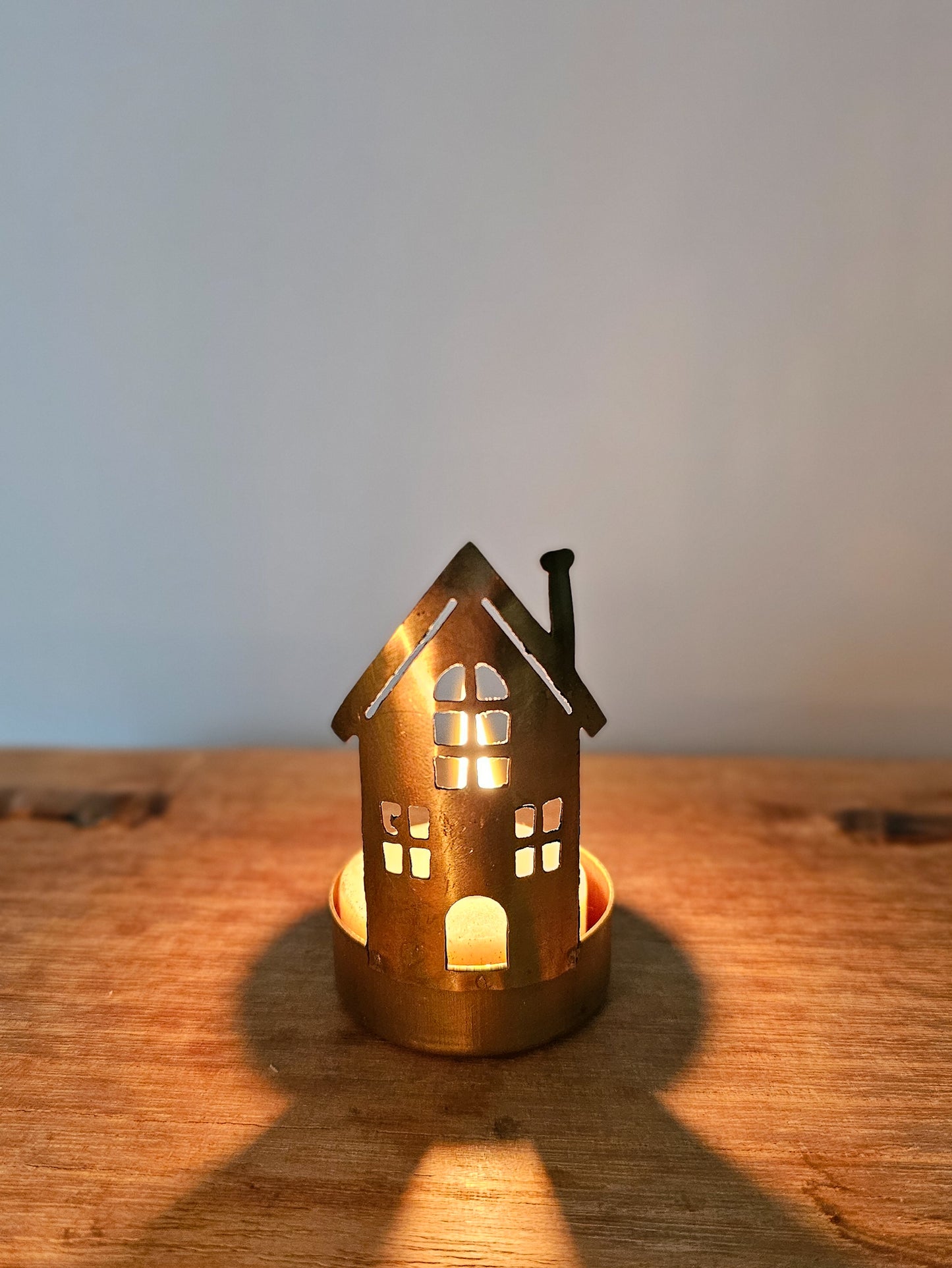 Gloria Brass House Tealight Holder