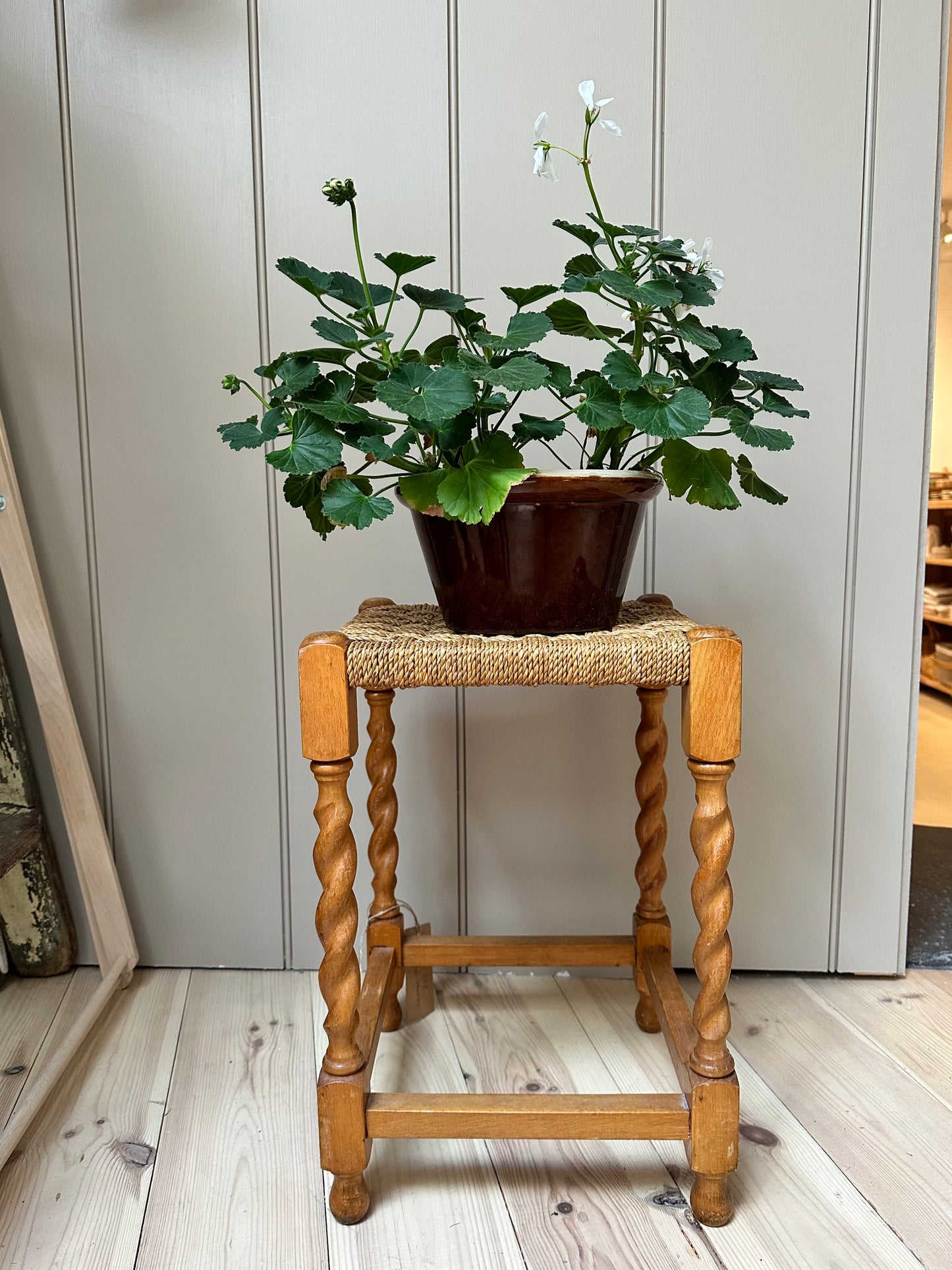 Vintage Woven Stool | Barley Twist Legs