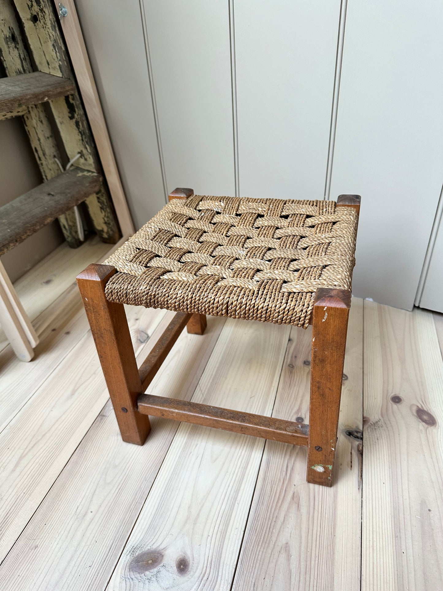 Vintage Woven Stool | Square Leg