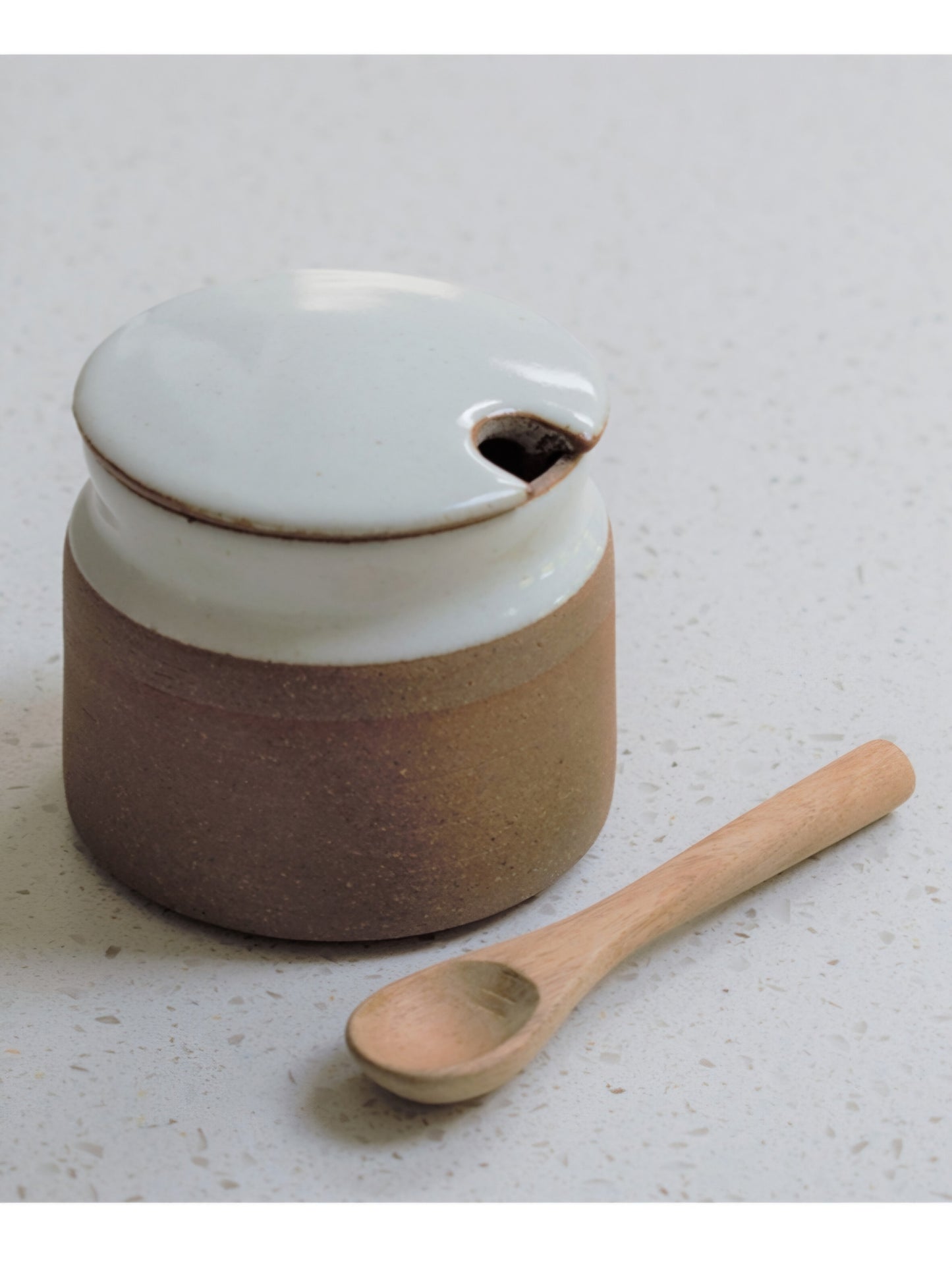 Sugar Pot & Spoon | Milk White