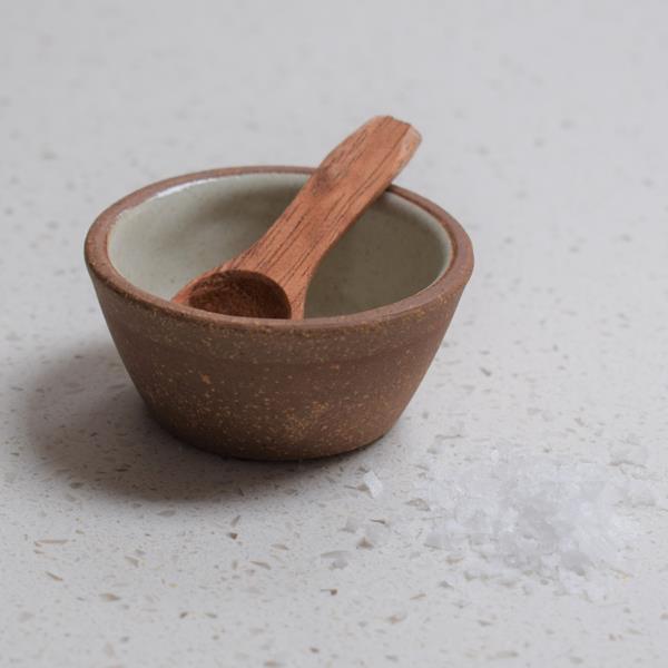 Stoneware Pinch Pot & Wooden Spoon