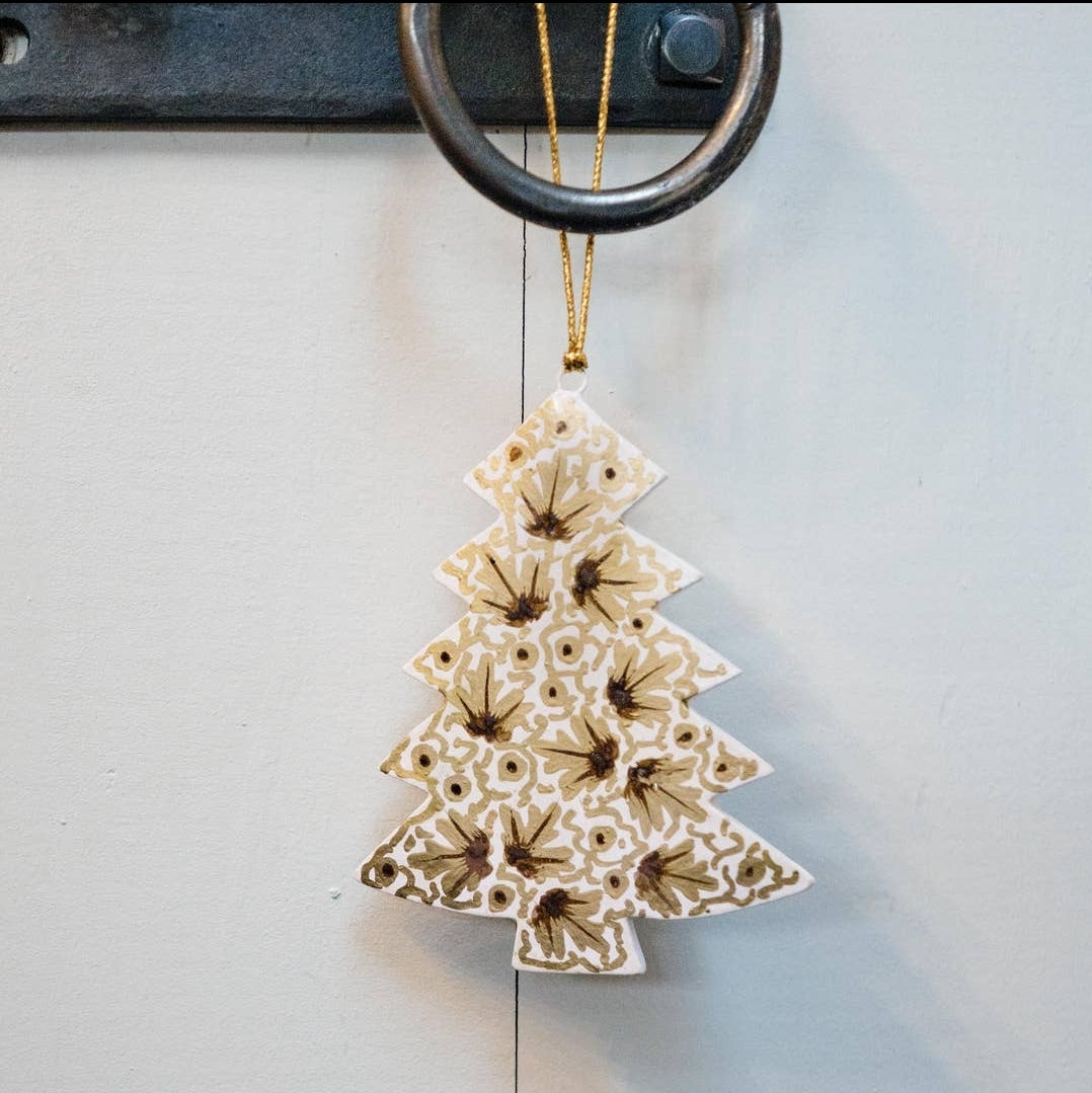 Gold & White Hand Painted Christmas Tree