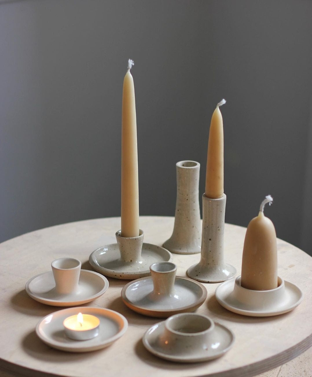 Stoneware Candle Holder | Wide