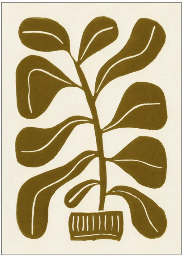 Linocut Houseplant Print