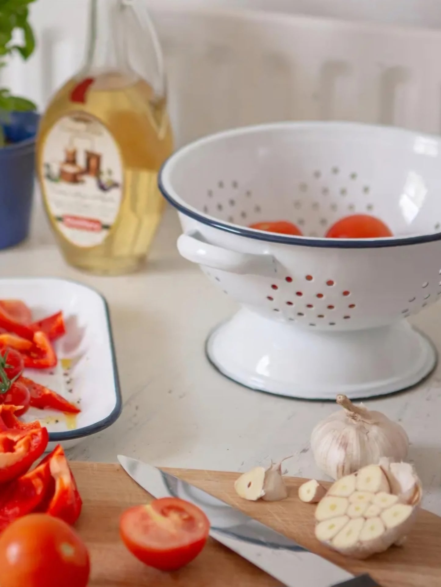 Classic Enamel Colander | White