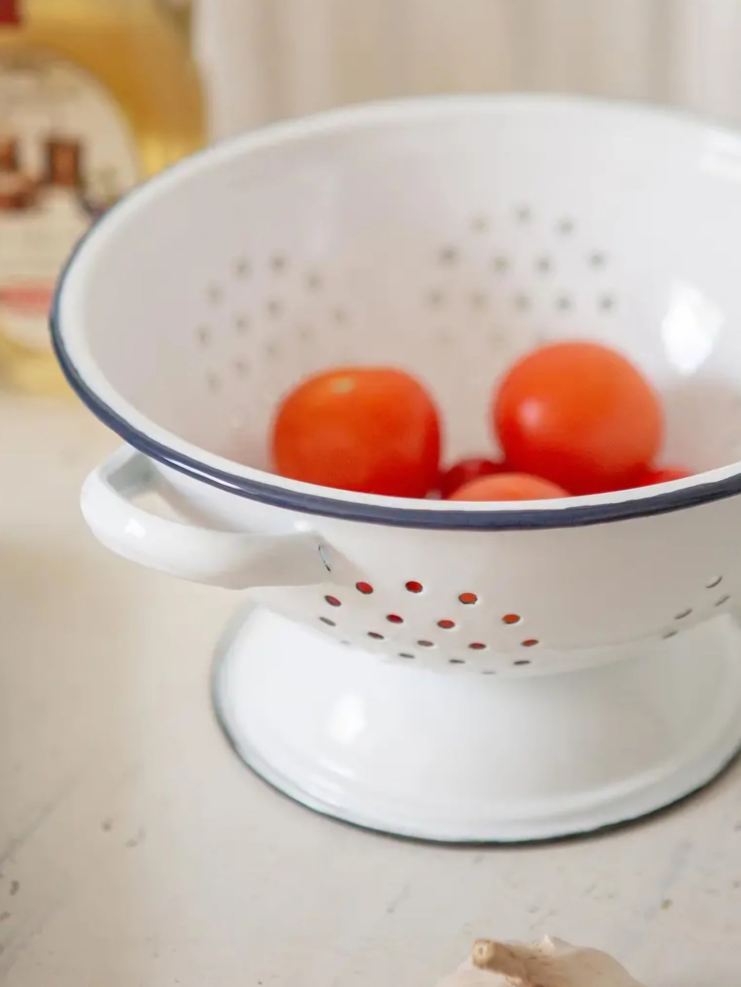 Classic Enamel Colander | White