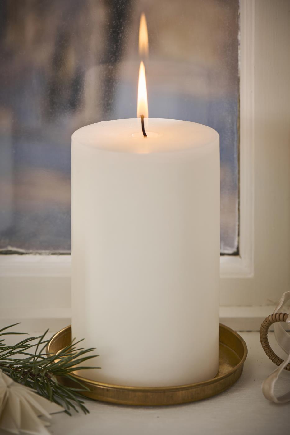 Natural Wax Pillar Candle 90hr | Rustic White