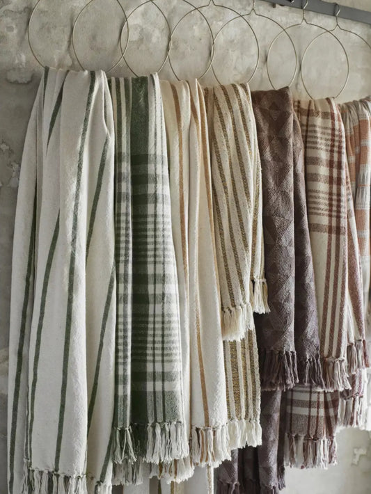 Recycled Cotton Throw | Green Check