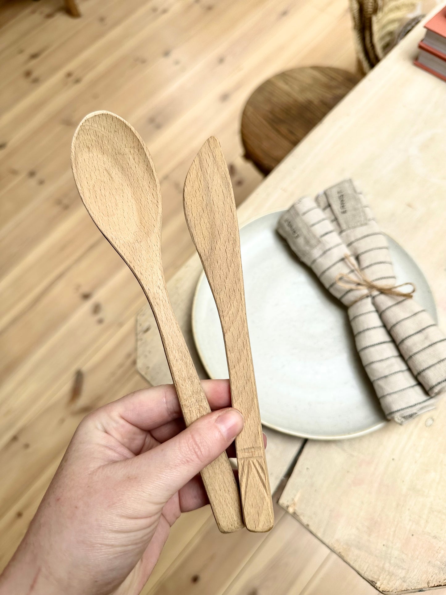 Vintage Wooden Cutlery Set | Spoon & Knife
