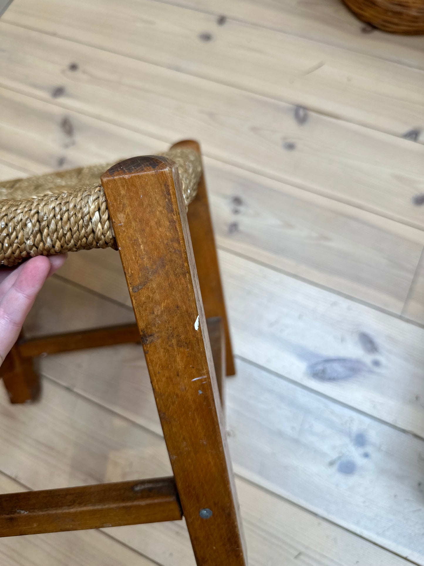 Vintage Woven Stool | Square Leg