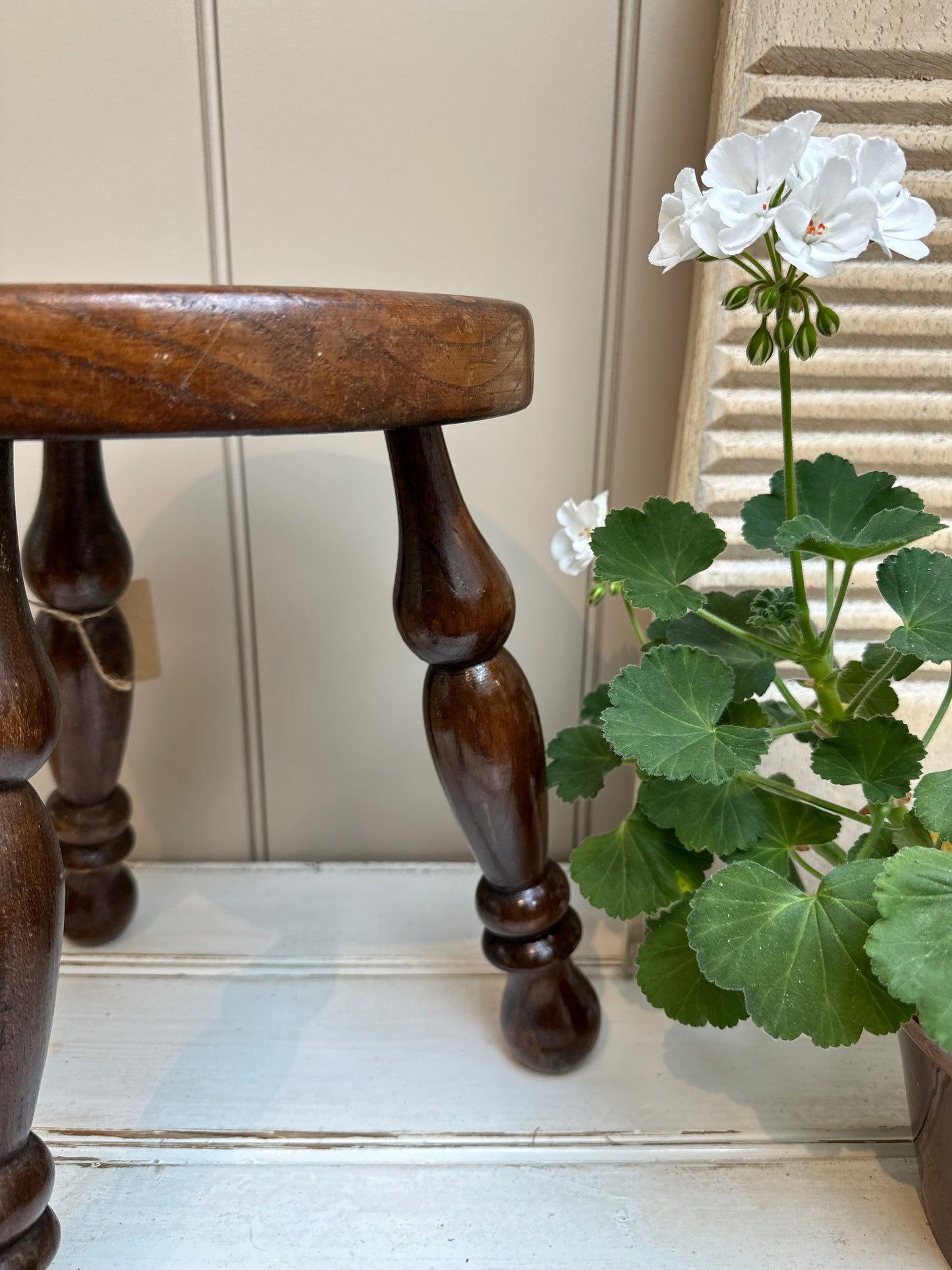 Vintage Stool | Ornate Dark Wood