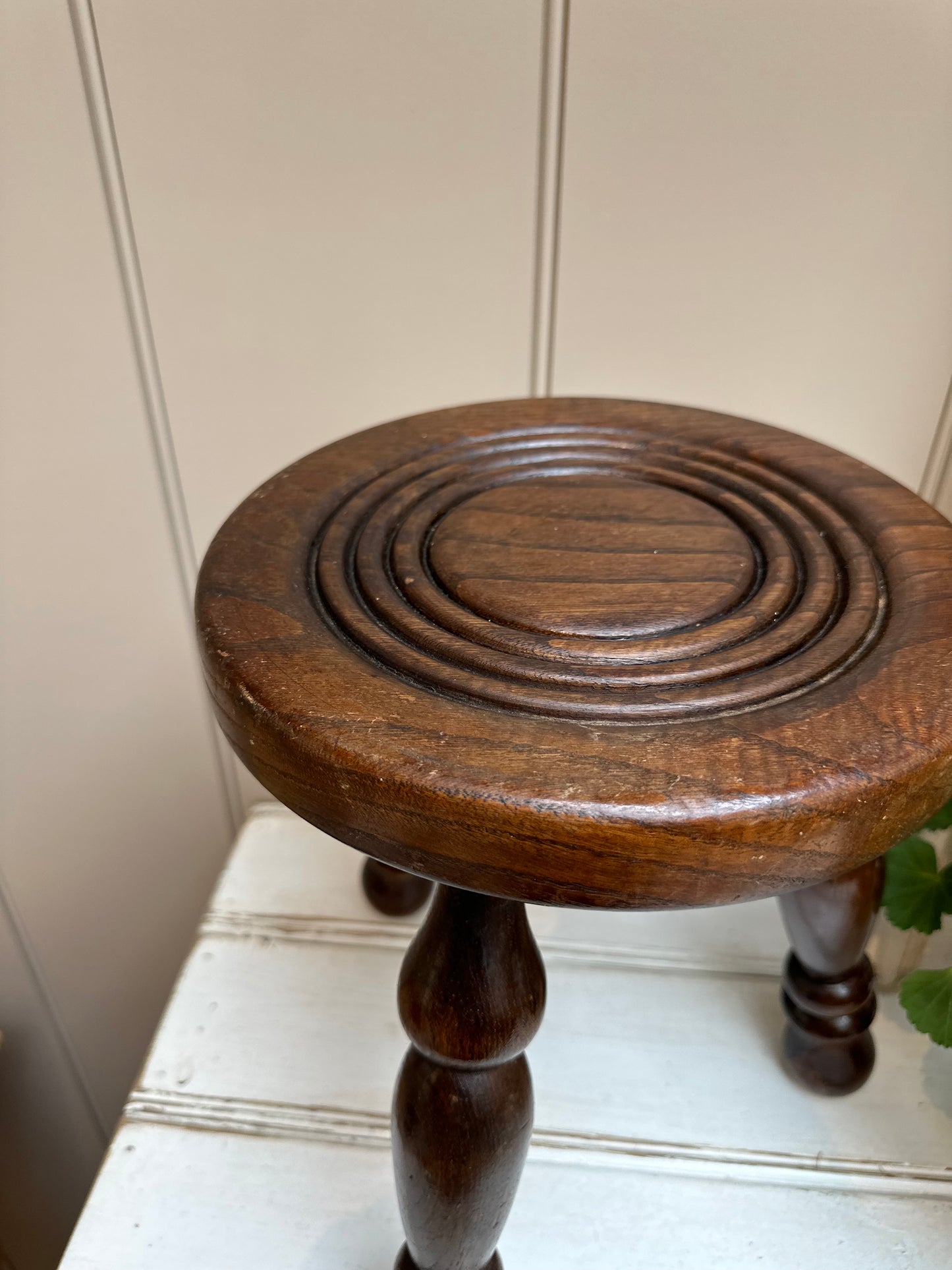 Vintage Stool | Ornate Dark Wood