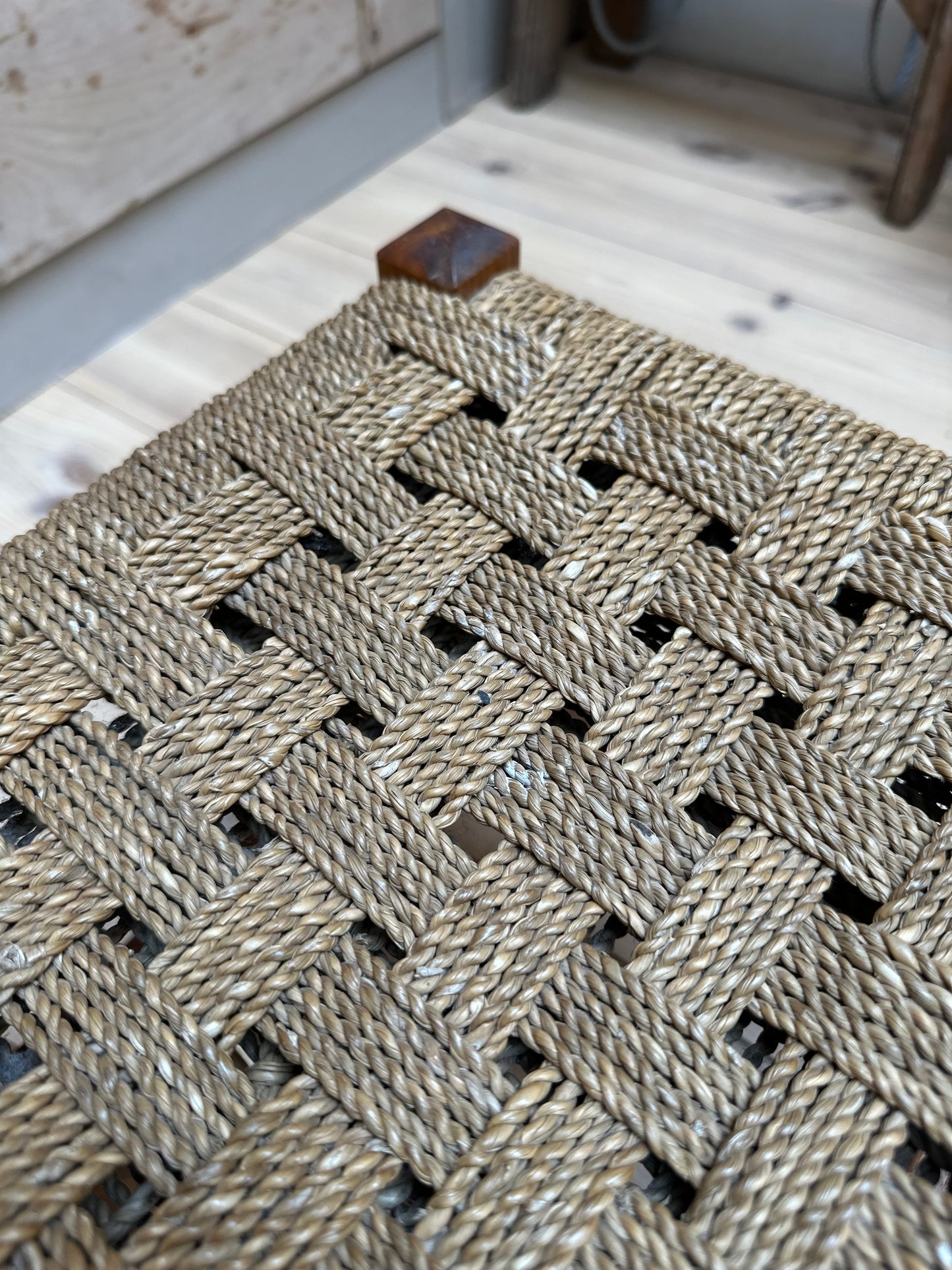 Vintage Woven Stool | Square Leg