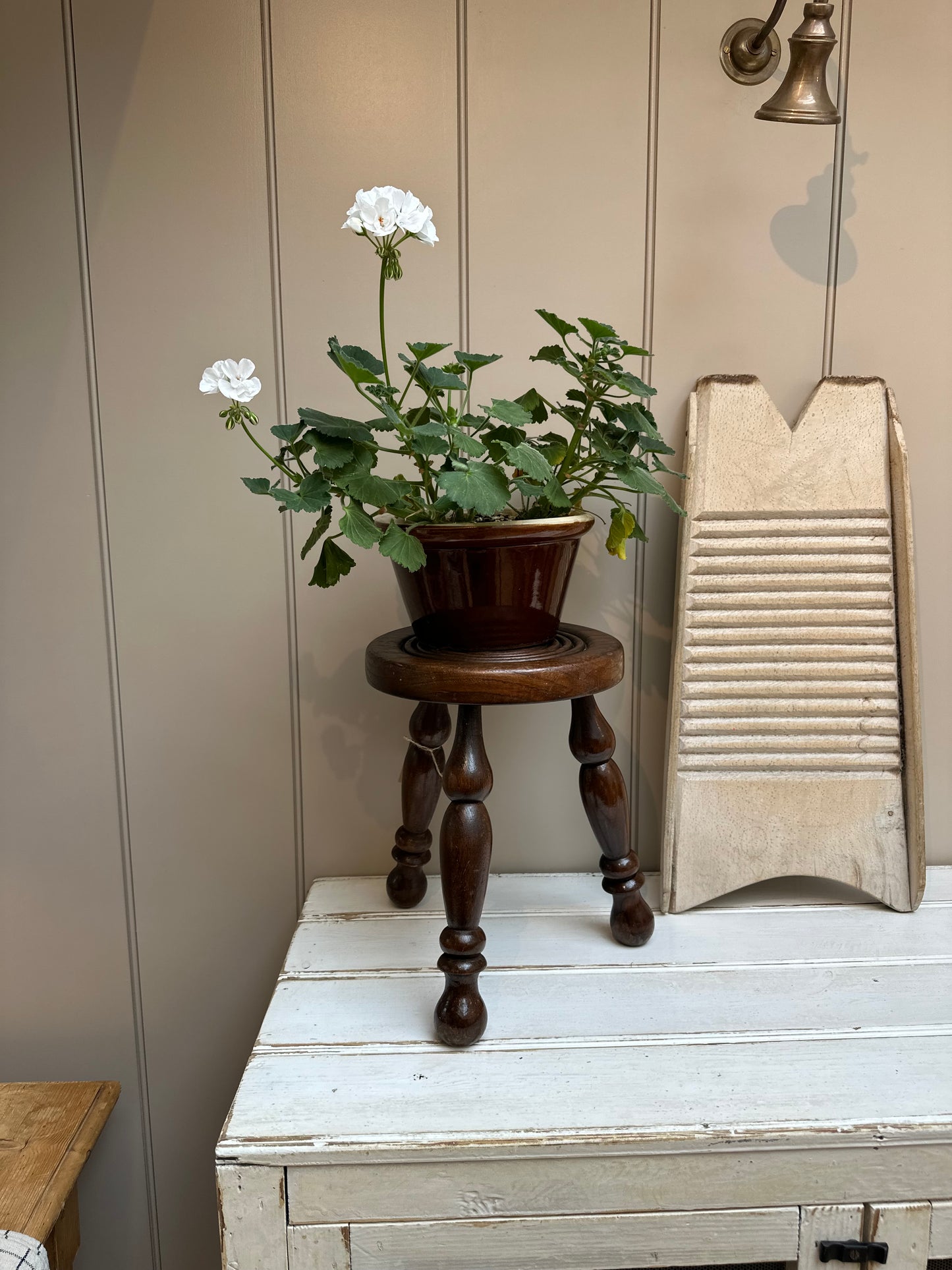 Vintage Stool | Ornate Dark Wood