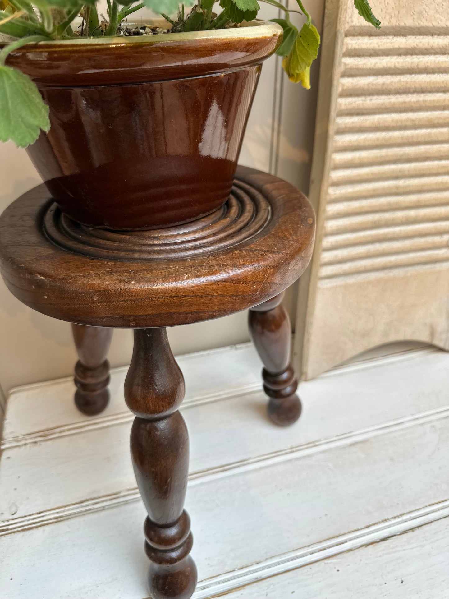 Vintage Stool | Ornate Dark Wood