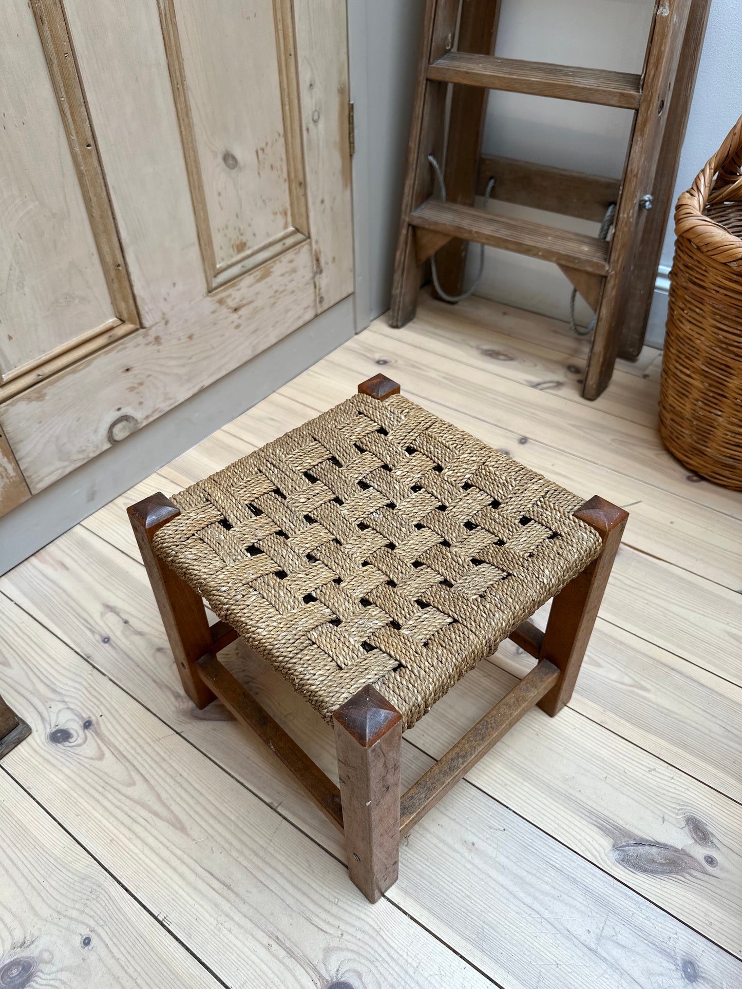 Vintage Woven Stool | Square Leg