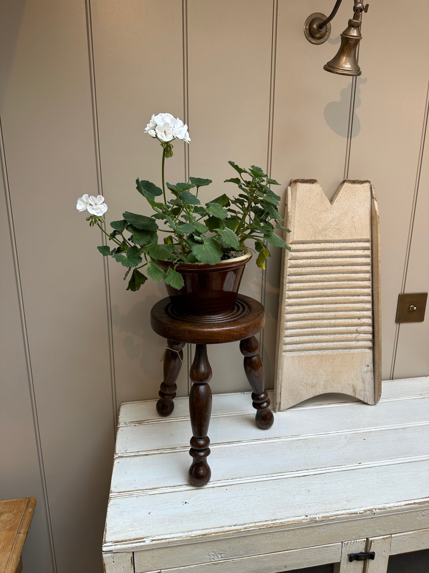 Vintage Stool | Ornate Dark Wood