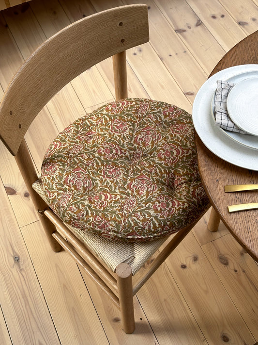 Cotton Chair Pad | Round Honey Rose