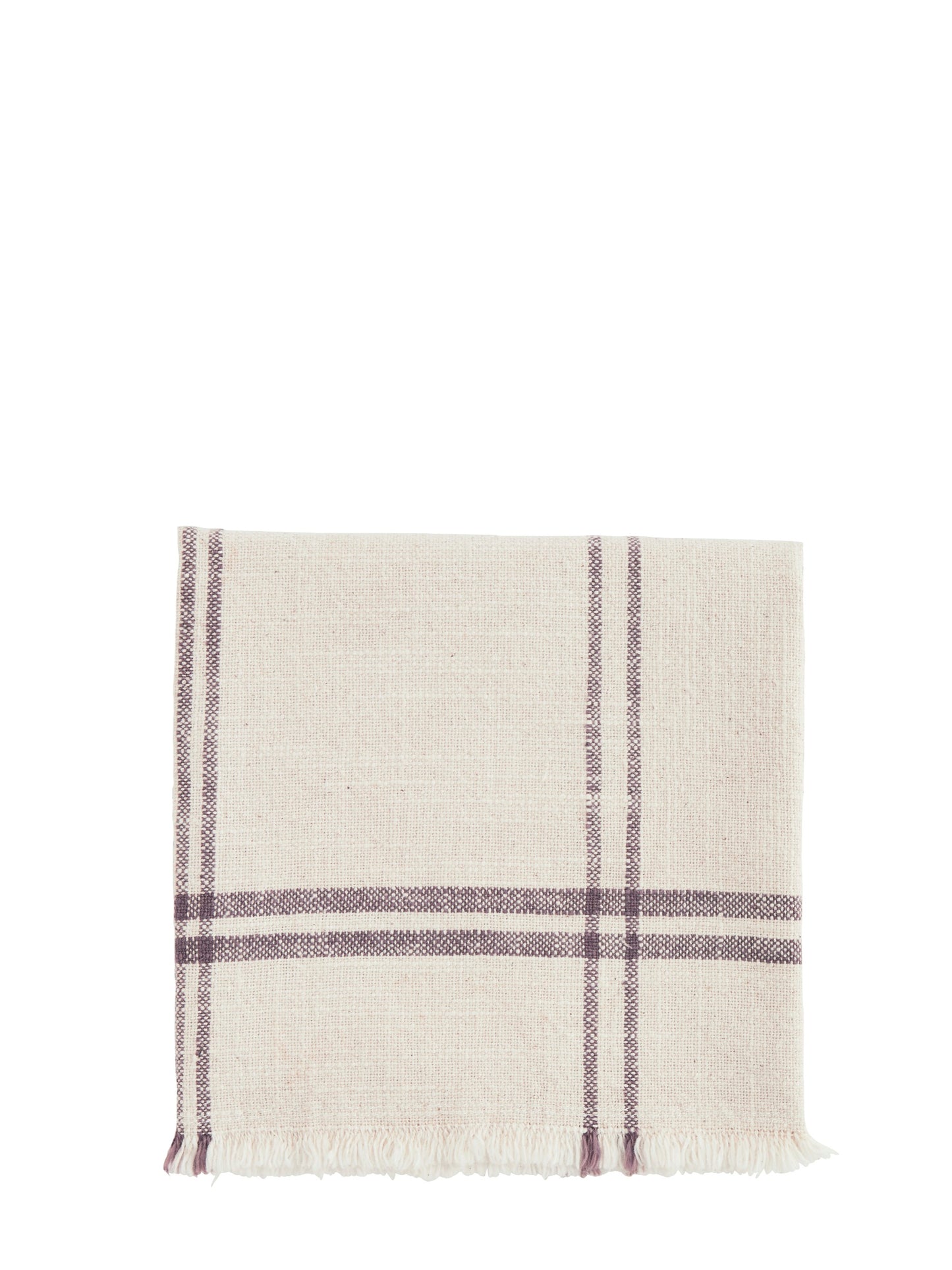 Checked Fringed Kitchen Towel | Lilac Ecru
