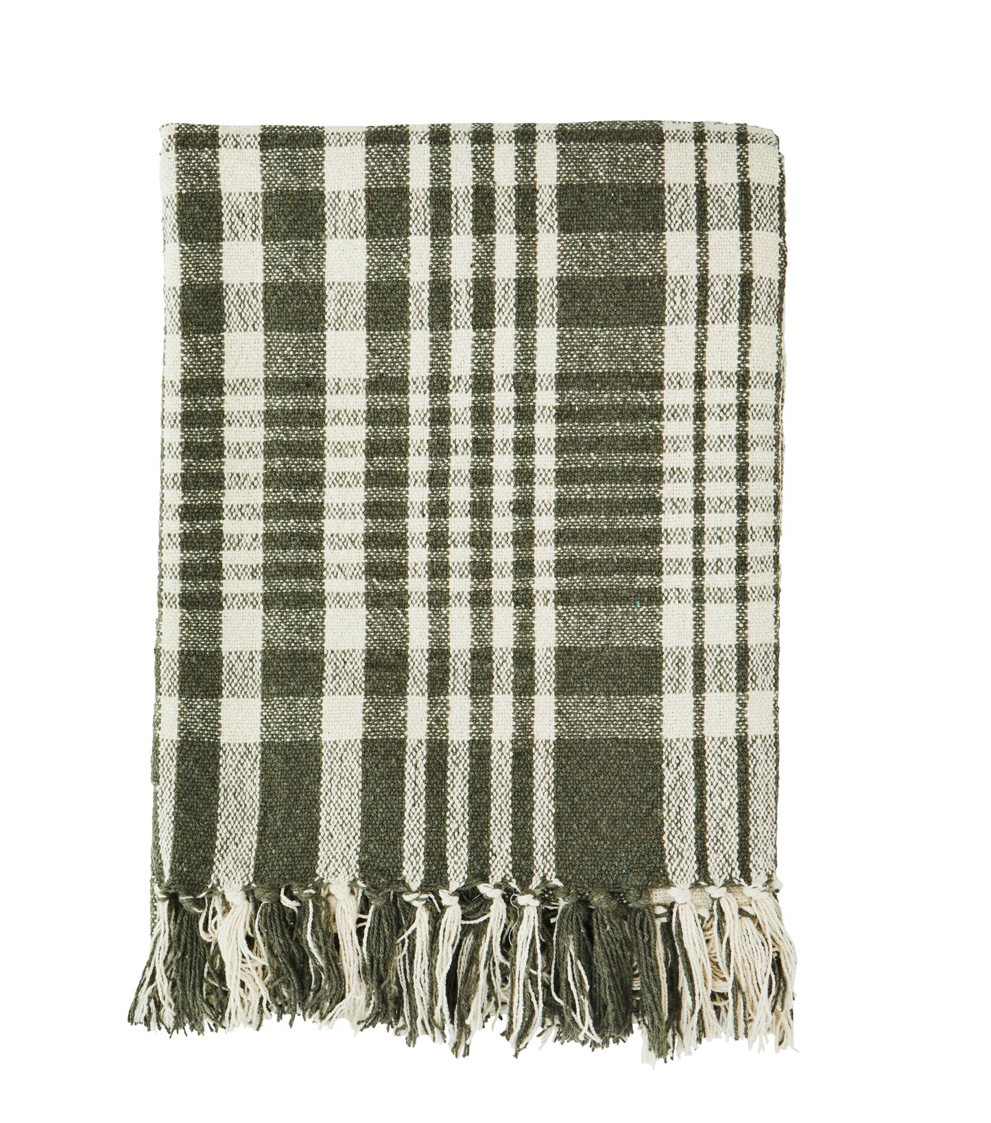 Recycled Cotton Throw | Green Check