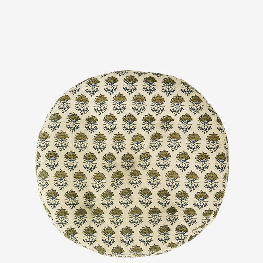 Cotton Chair Pad | Round Green Tea