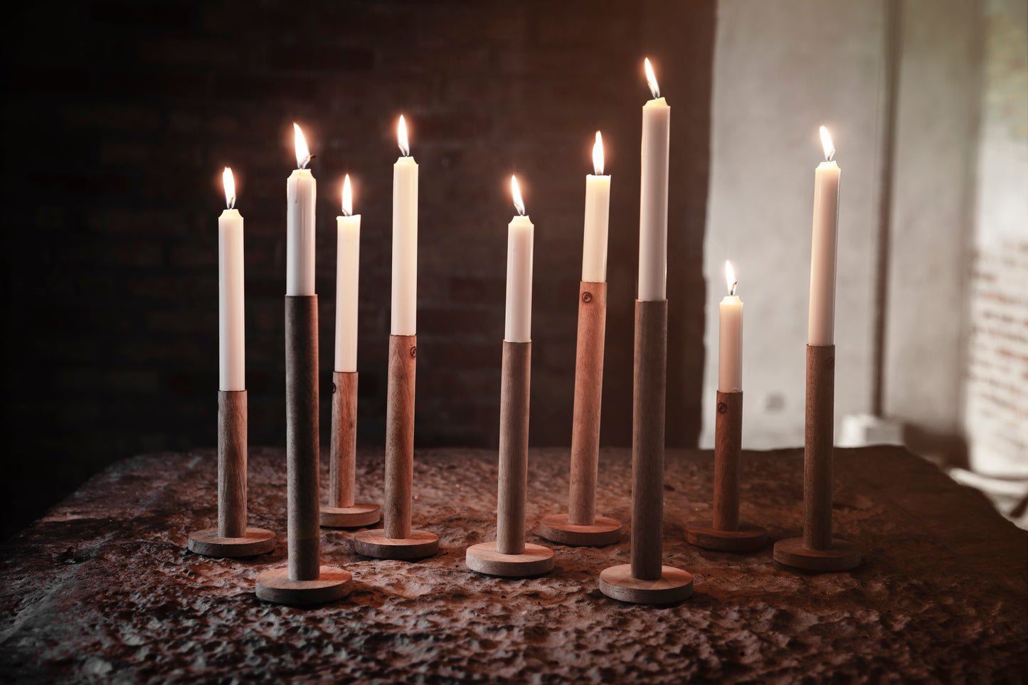 Trä Ljusstake Wooden Candlestick