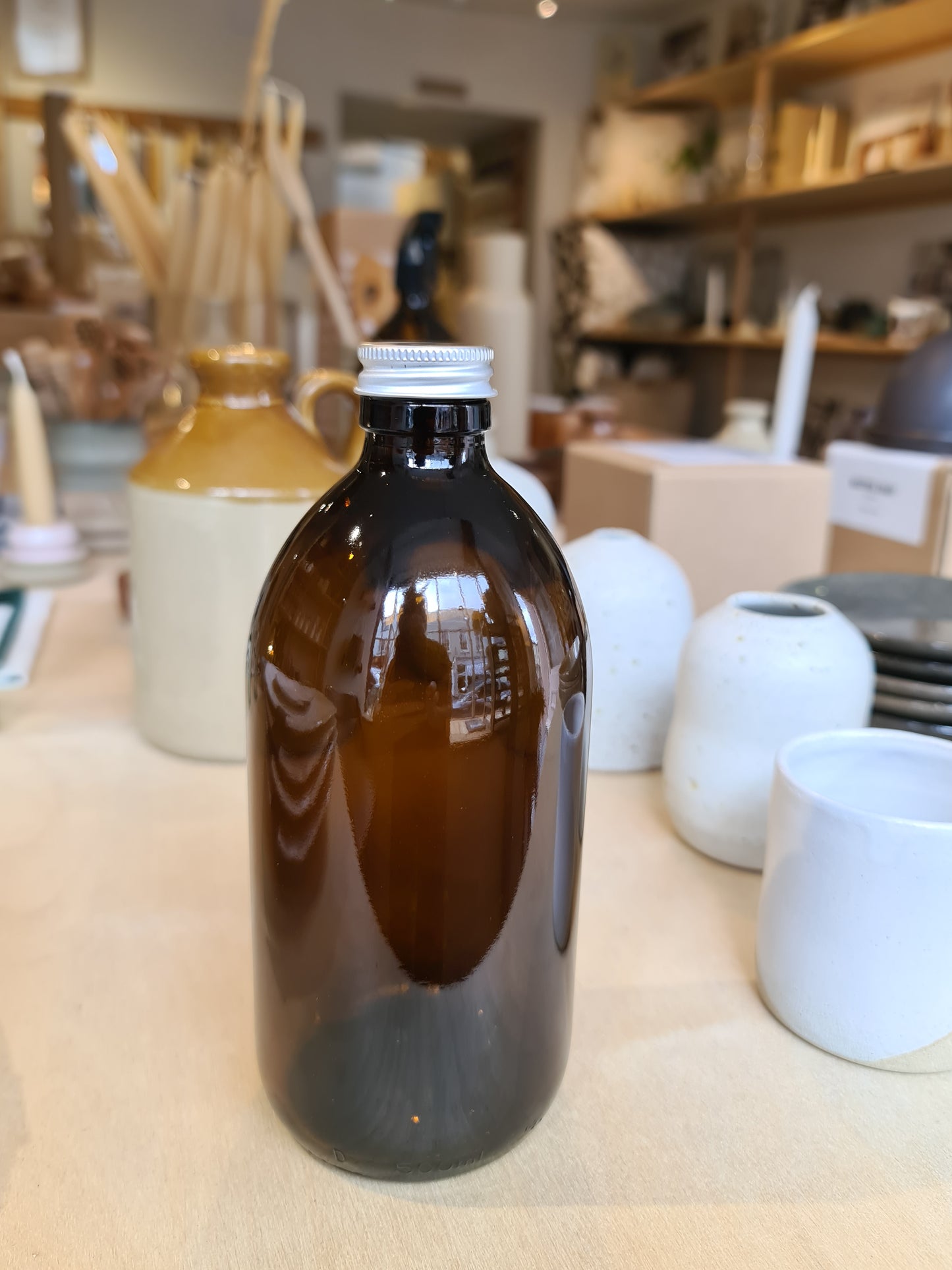 Amber Glass Reusable Bottle | 500ml Bottle Top