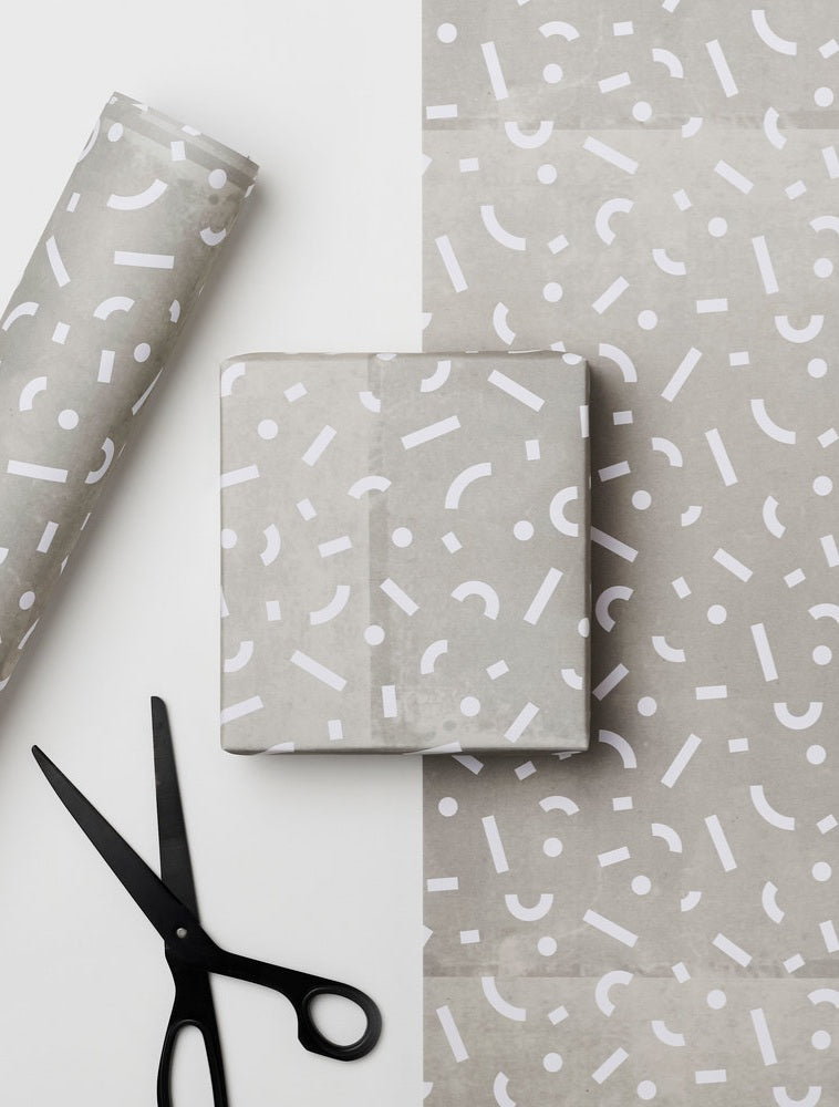 White Shapes Gift Wrap