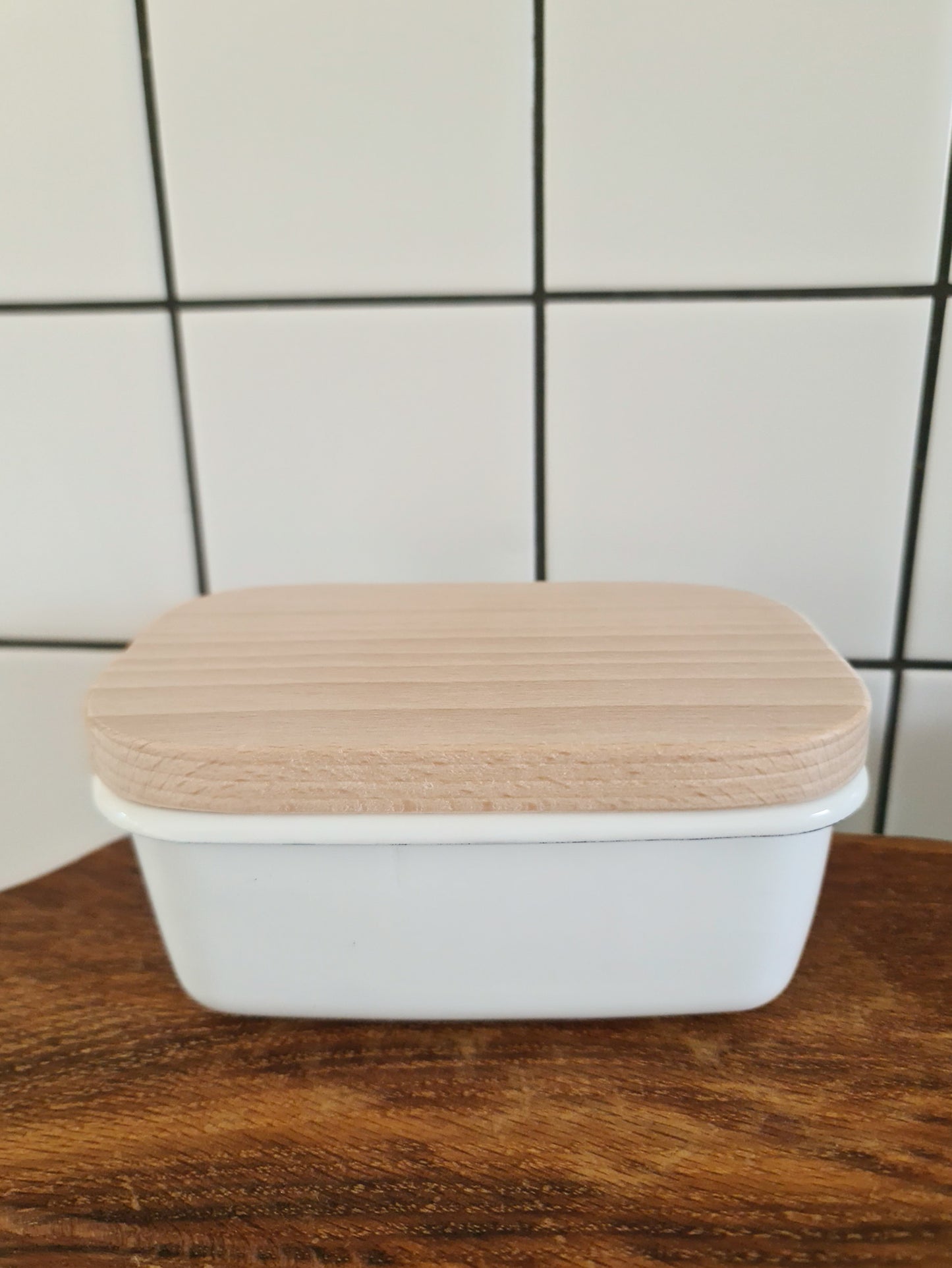 Enamel Butter Dish | Warm White