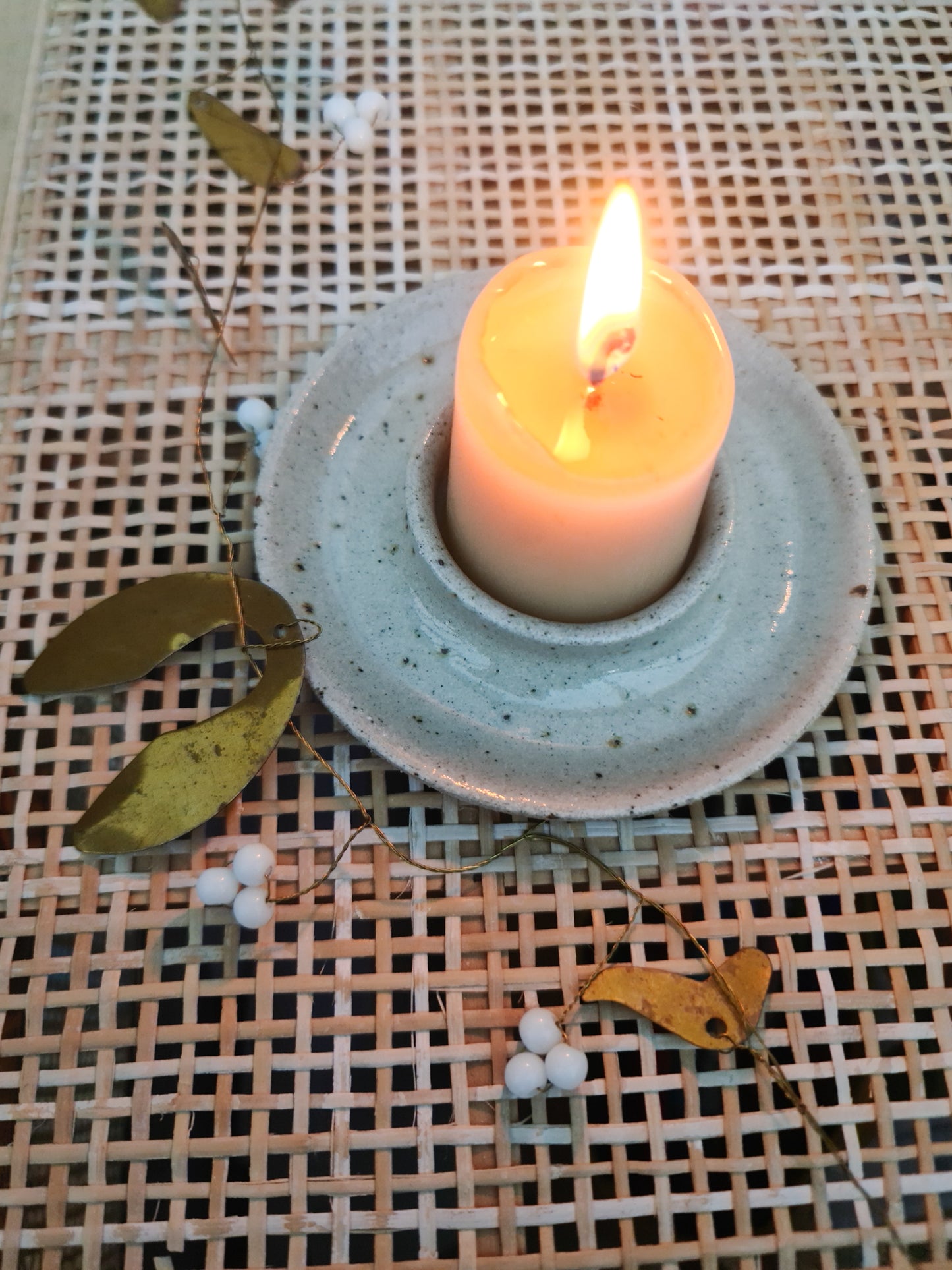 Stoneware Candle Holder | Wide