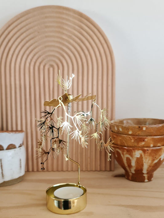 Gold Pine Änglaspel Rotary Candle Holder