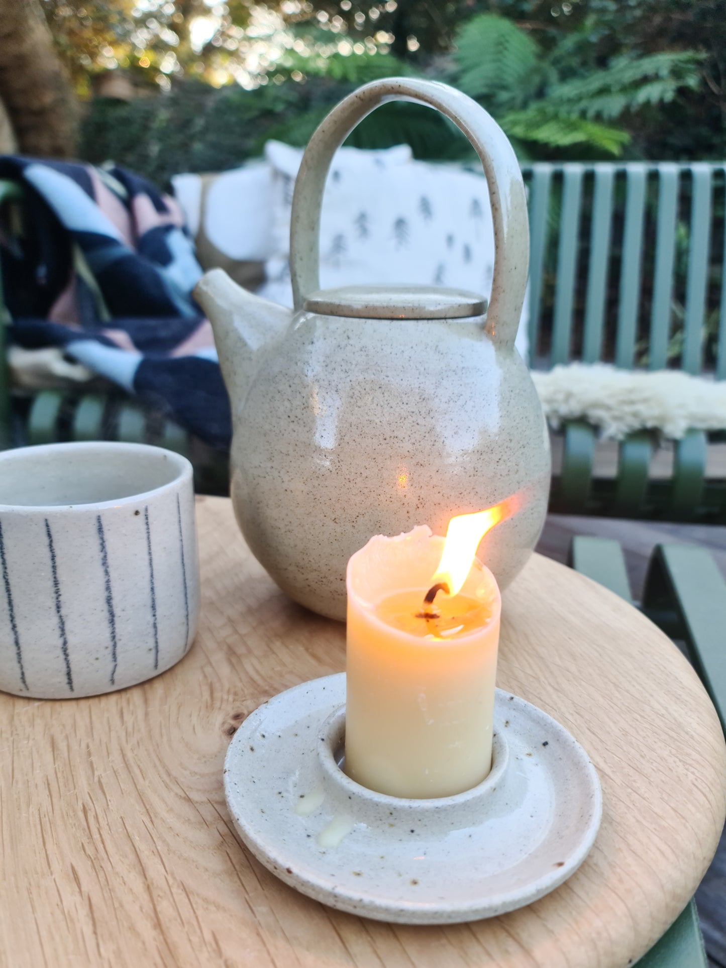 Stoneware Candle Holder | Wide