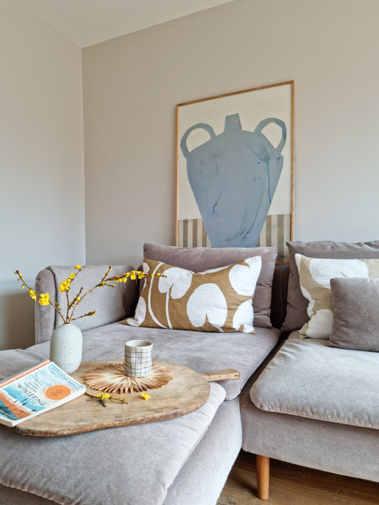 Water Lilies Cushion | Large Mustard