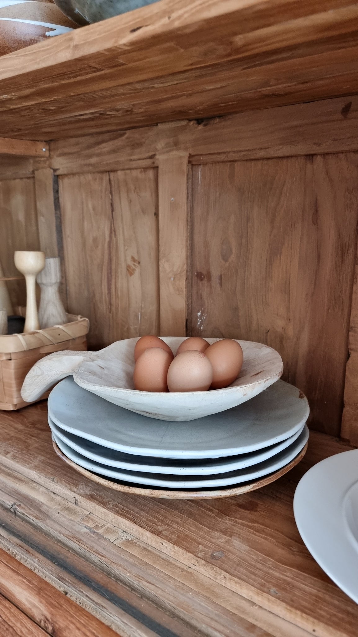 Rustic Carved Wooden Bowl/ Scoop