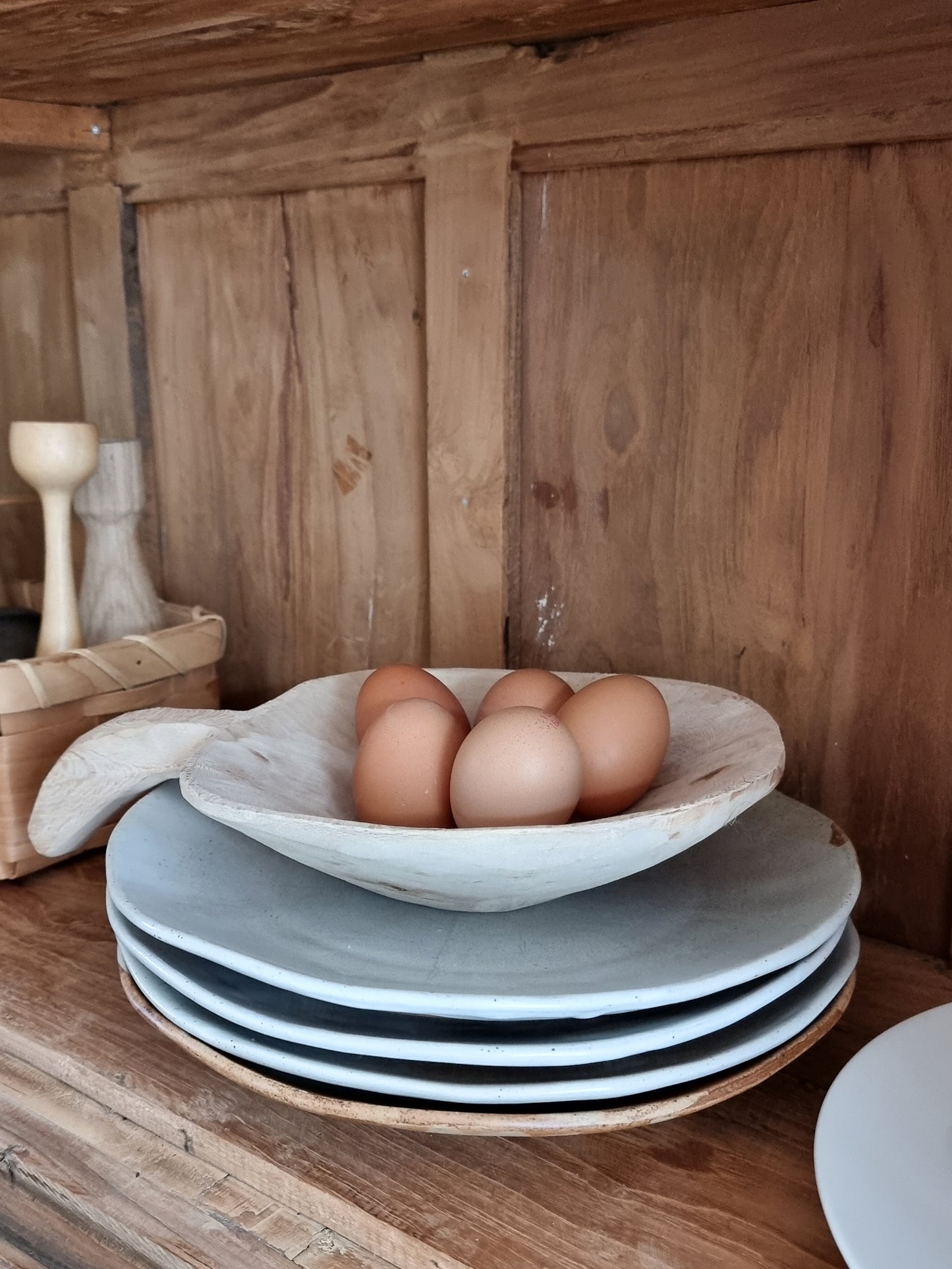 Rustic Carved Wooden Bowl/ Scoop