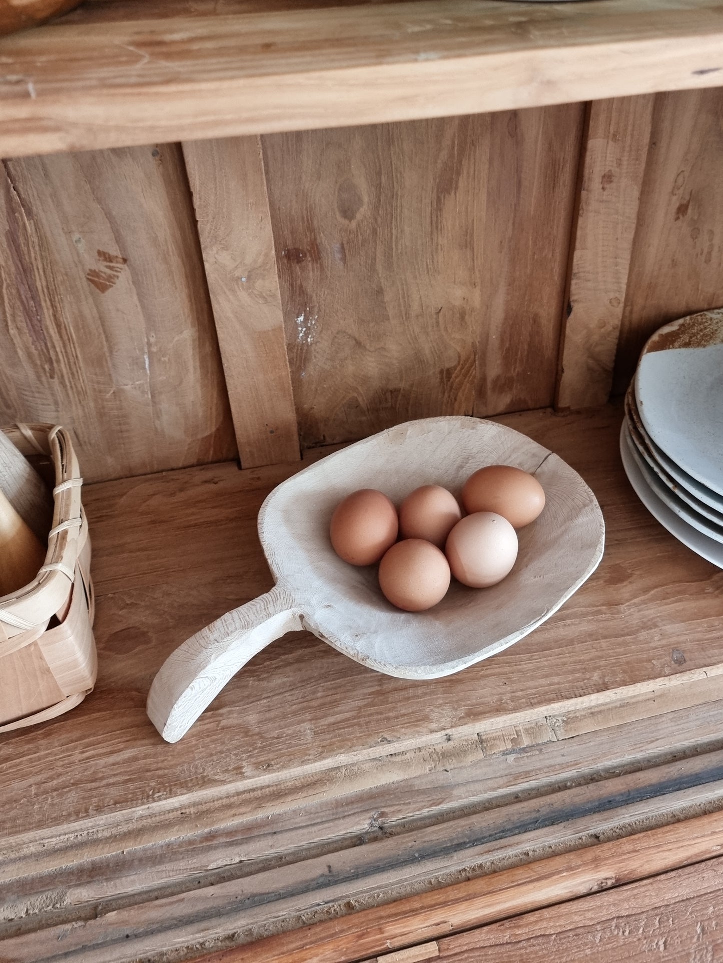 Rustic Carved Wooden Bowl/ Scoop