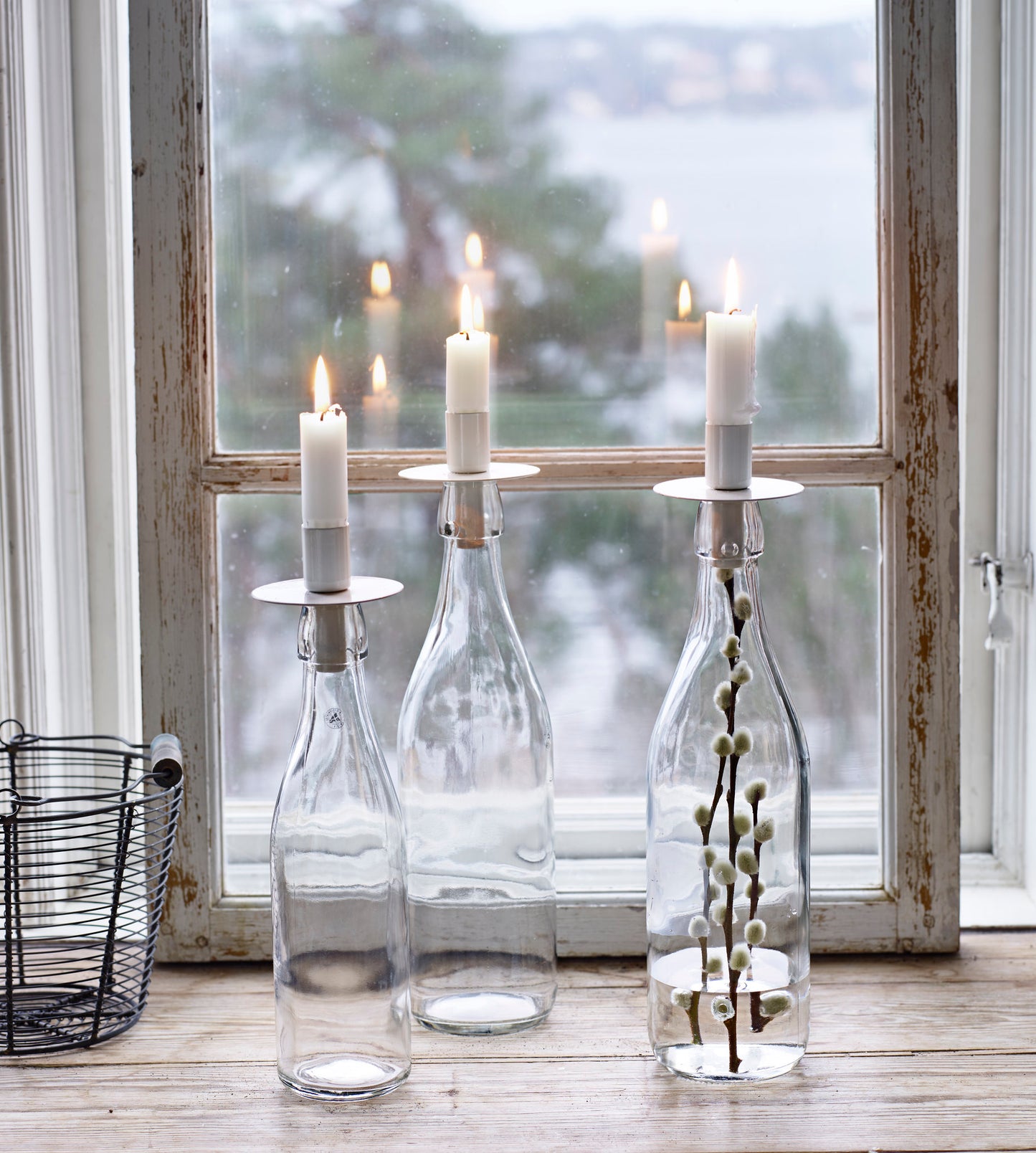 Bottle Neck Candle Holder | White